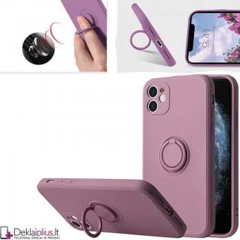 Vennus švelnaus silikono dėklas su žiedu - violetinis (telefonui Apple Iphone 13 Mini)